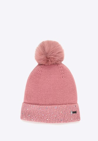 Gorro de invierno para mujer Wittchen con ribete decorado en acrílico rosa