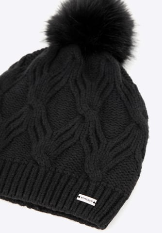 Gorro de invierno para mujer Wittchen con pompón de viscosa negra