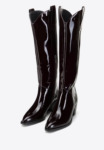 Botas vaqueras Wittchen de charol para mujer altas burdeos oscuro charol