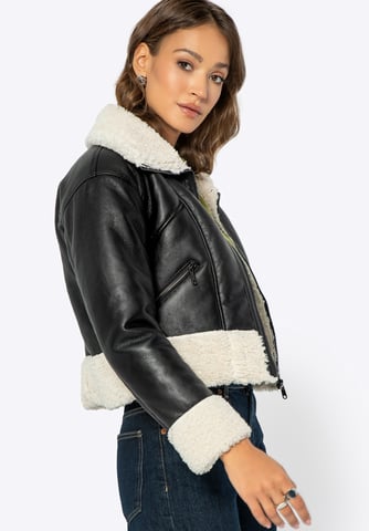 Chaqueta corta de cuero negra con pelo para mujer de Wittchen