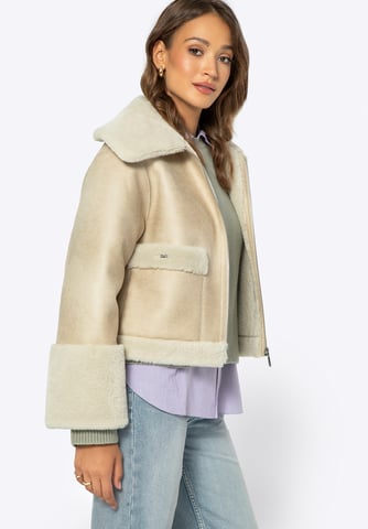 Chaqueta corta Wittchen Woman con pelo sintético, beige claro, piel sintética