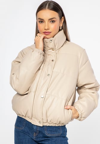 Chaqueta PUFF para mujer Wittchen de piel ecológica, beige claro