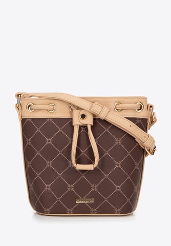 Bolso tipo cubo para mujer Wittchen en piel ecológica marrón con monograma