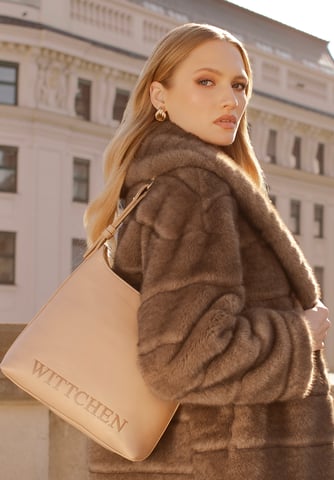 Bolso de mano para mujer Wittchen con logotipo grabado, beige, piel ecológica
