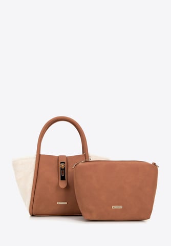Estuche para mujer Wittchen de piel sintética y piel, beige