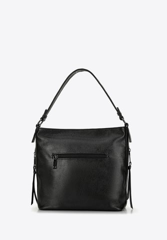 Bolso de mano para mujer Wittchen, negro brillante, piel ecológica negra