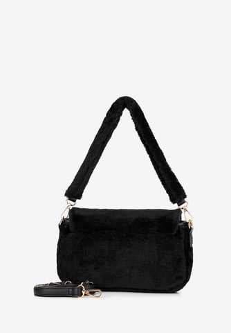 Bolso bandolera Wittchen para mujer con ribete de piel, poliéster negro