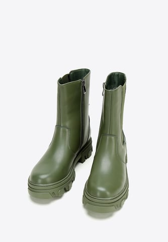 Botas de plataforma de cuero para mujer Wittchen, cuero natural verde