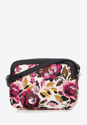 Bolso bandolera para mujer Wittchen de jacquard y ecopiel, blanco y rosa