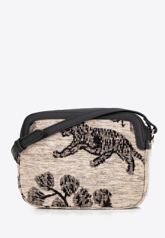 Bolso bandolera para mujer Wittchen de jacquard y ecopiel, color crema y negro
