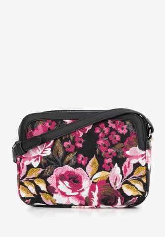 Bolso bandolera para mujer Wittchen de jacquard y ecopiel, color negro y rosa