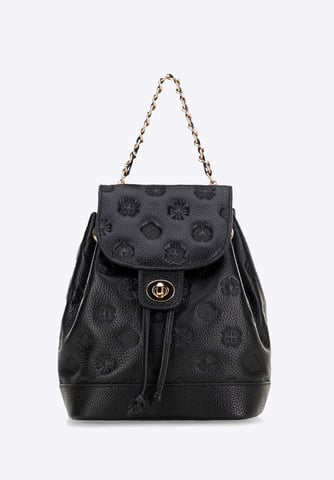 Mochila de cuero con cadena para mujer Wittchen, color negro y piel natural