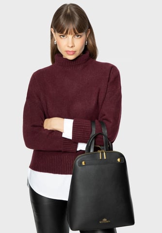 Mochila de cuero para mujer Wittchen Trapezoidal Negro Cuero natural negro