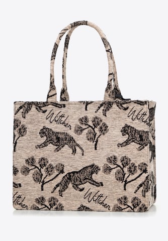Bolso shopper para mujer Wittchen con estampado jacquard, marrón y negro