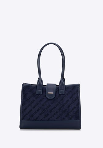 Bolso de hombro clásico Wittchen para mujer con inserto de tela, azul marino