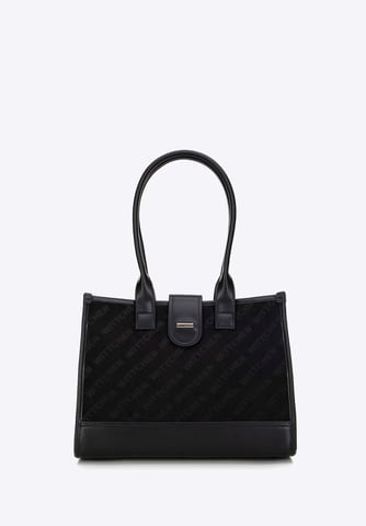 Bolso de hombro clásico para mujer Wittchen con inserto de tela, negro