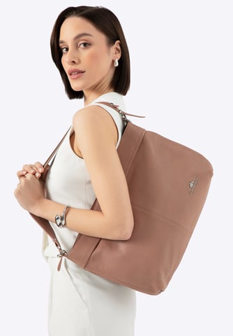 Bolso shopper para mujer Wittchen de piel natural con asa desmontable, beige