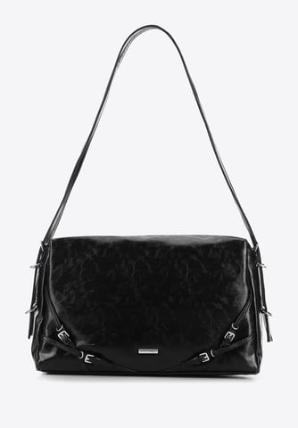 Bolso shopper para mujer Wittchen con correas decorativas, negro, piel sintética