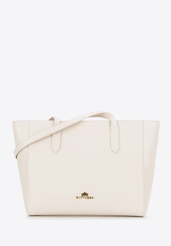 Bolso shopper de piel para mujer Wittchen color crema piel natural