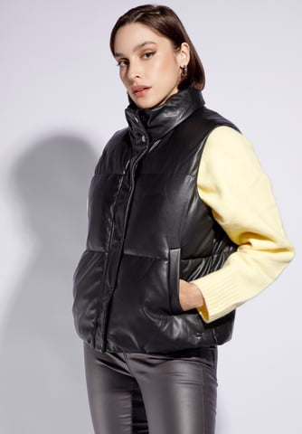 Chaleco acolchado para mujer Wittchen de piel ecológica, color negro