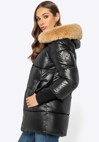 Chaqueta de mujer Wittchen con capucha de piel de nailon negro