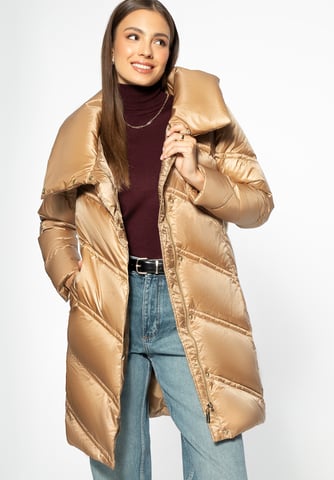Chaqueta de plumón Wittchen para mujer con cuello alto de nailon dorado