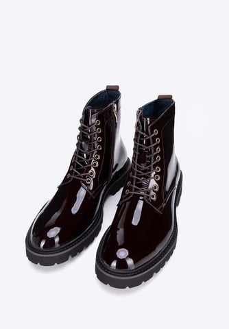 Botas militares Wittchen de charol para hombre, color burdeos
