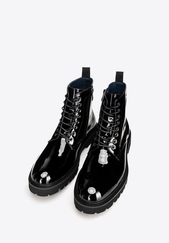 Botas militares de charol para hombre Wittchen, color negro