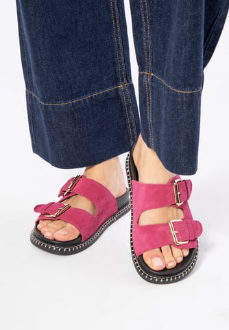 Chanclas Wittchen de piel de ante rosa para mujer