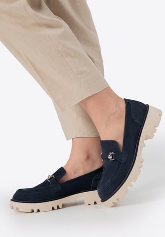 Mocasines de ante con hebilla para mujer de Wittchen, piel de ante azul marino