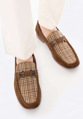 Mocasines Wittchen para hombre de tela a cuadros marrón y beige de piel de ante