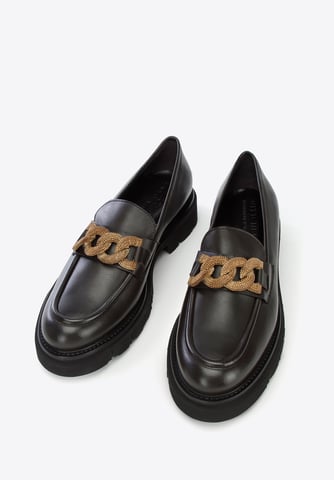 Mocasines de piel para mujer Wittchen con cadena decorativa en la plataforma