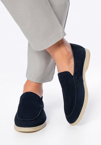 Mocasines de hombre Wittchen de piel serraje natural, color rosa, azul marino