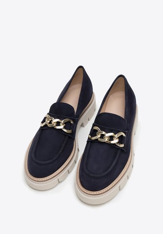 Mocasines de ante para mujer Wittchen con cadena en la plataforma de ante azul