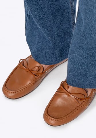 Mocasines de piel para mujer Wittchen con correa, color marrón