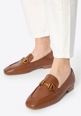Mocasines de piel para mujer Wittchen con hebilla en piel auténtica marrón