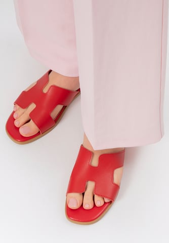 Sandalias Wittchen de piel para mujer en forma de H, color rojo