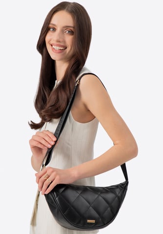 Bolso bandolera de mujer Wittchen con costuras geométricas, negro y dorado