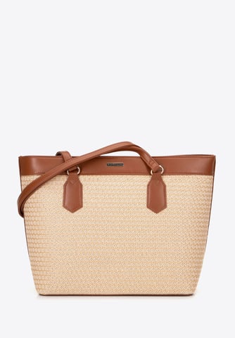 Bolso Shopper Mujer Wittchen en ecopiel y trenza beige y marrón poliuretano