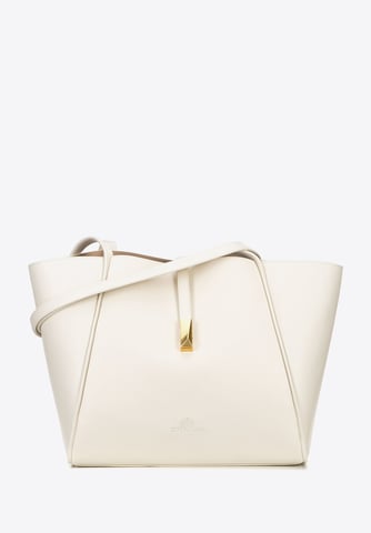 Bolso shopper de piel para mujer Wittchen con bolsa extraíble, color crema
