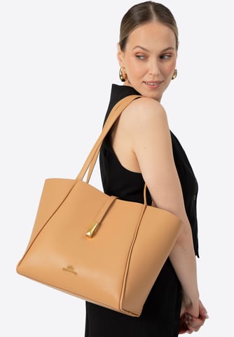 Bolso shopper de mujer Wittchen de piel con bolsa extraíble, beige