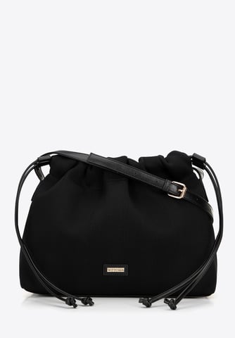 Bolso tipo cubo Wittchen para mujer con cordones, poliéster negro