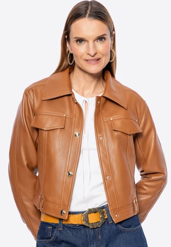 Chaqueta de cuero marrón con solapas para mujer de Wittchen