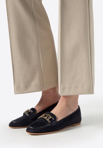 Mocasines planos de piel para mujer Wittchen en color azul marino y piel natural