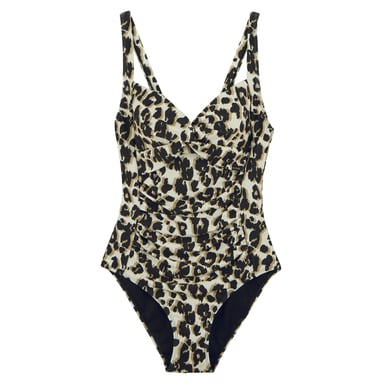Regatta Womens/Ladies Sakari Leopard Print Tummy Control One Piece Swimsuit (Natural)