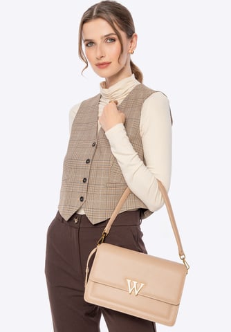 Bolso bandolera de piel para mujer Wittchen con borla, beige