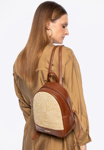 Mochila de mujer Wittchen con tejido, marrón y beige, piel ecológica