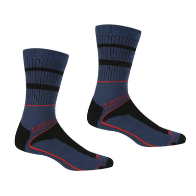 Regatta Mens Samaris 3 Season Socks (Pack of 2) (Dark Denim/Orange/Black)