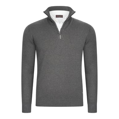 Cappuccino Italia Sweater Mock Zip Pullover Grey