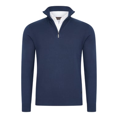 Cappuccino Italia Jersey Mock Zip Pullover Azul